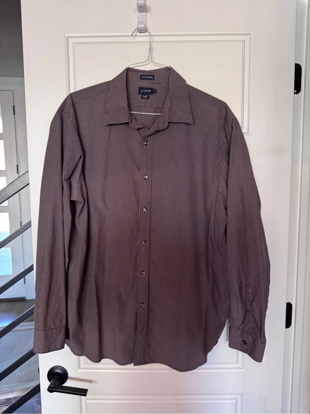 J. Crew Men’s XL Check Dress Shirt in Navy, Burgundy and White